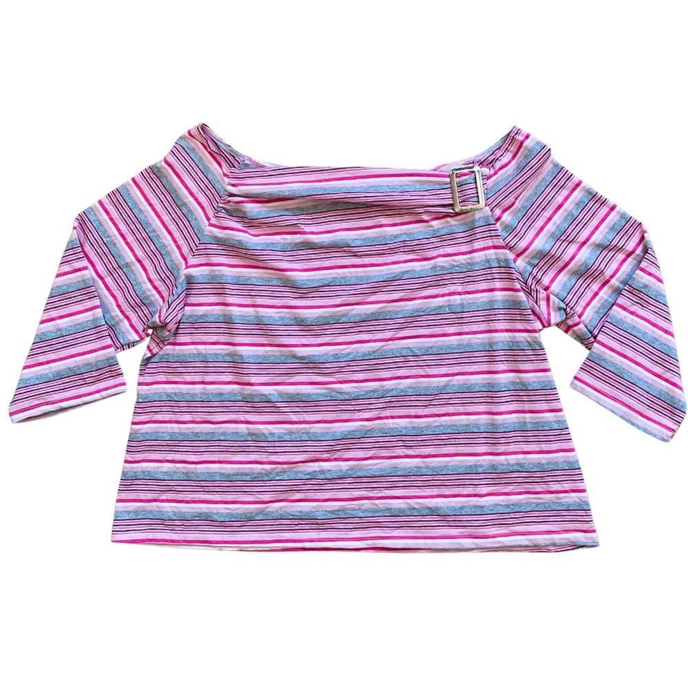 Y2K striped off the shoulder top